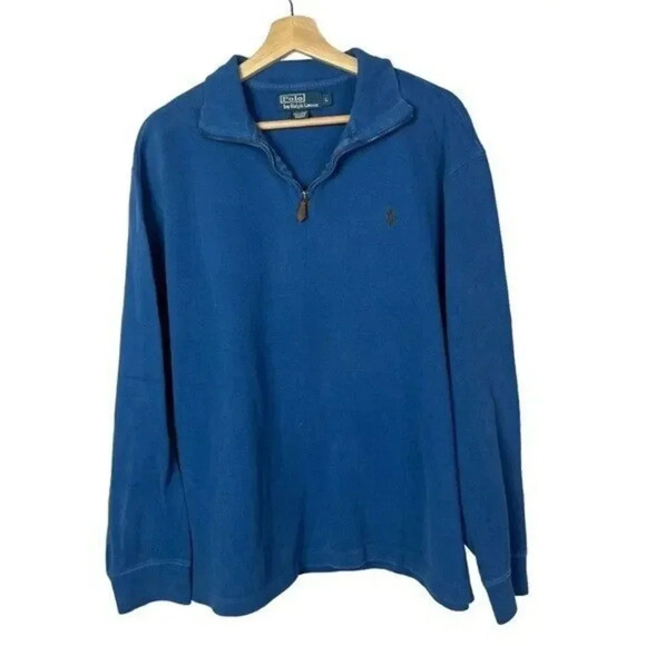Polo Ralph Lauren Royal Blue Quarter Zip Pullover Sweater L - Picture 1 of 4